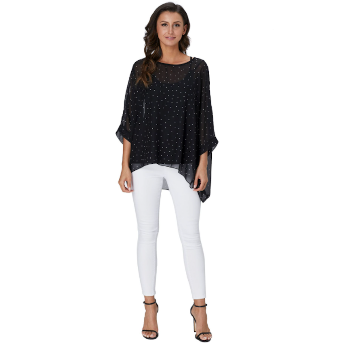 Women's Polka dot Chiffon Tunic Top